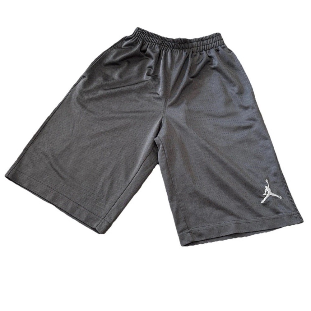 Jordan Kids Gray Athletic Shorts Size M (10-12 YRS) Jumpman Logo Mesh